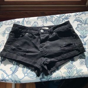 forever 21 black high waisted denim shorts